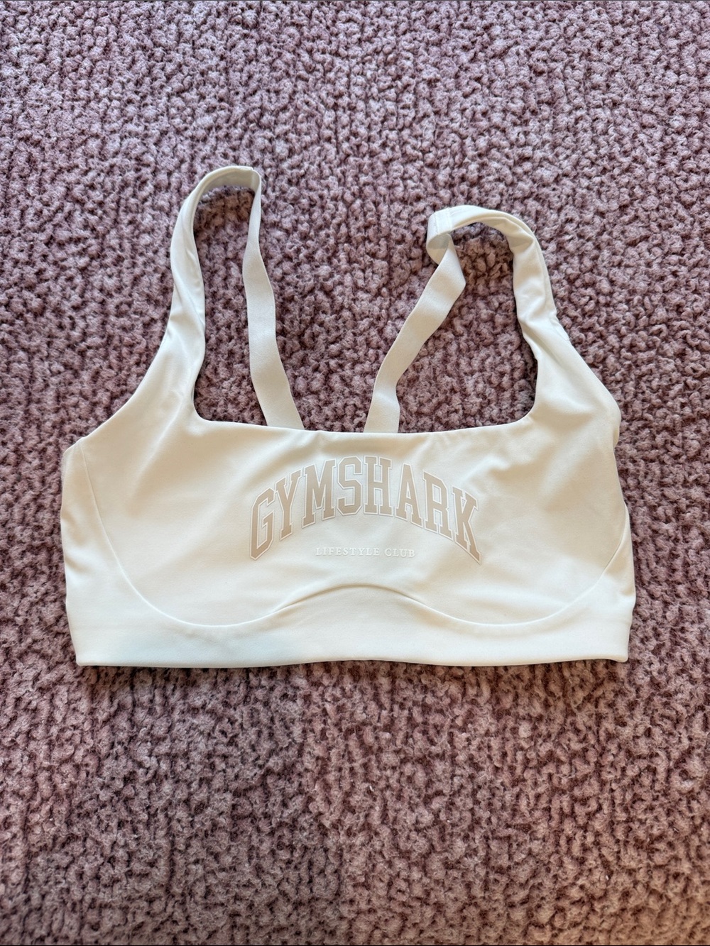 Gymshark Cream Sports Bra with Logo